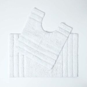 Homescapes - Spa Supreme Luxury White Bath Mat and Pedestal Set - White - White