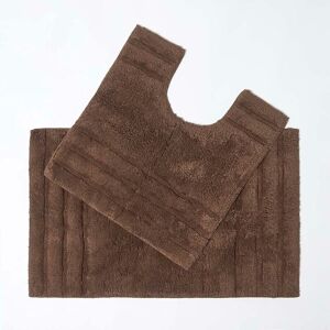 Homescapes - Spa Supreme Luxury Brown Bath Mat and Pedestal Set - Brown - Brown