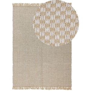 Beliani - Hand Woven Jute Cotton Area Rug Beige 140 x 200 cm Fringe Boho Adabag