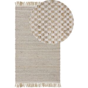 Beliani - Hand Woven Jute Cotton Area Rug Beige Fringe 80 x 150 cm Boho Bedroom Zerdali