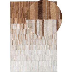 Beliani - Cowhide Leather Area Rug Handmade Brown and Beige Ombre Effect 140x200cm Yagda