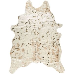 Beliani - Modern Faux Cowhide Leather Area Rug 150 x 200 cm Beige with Gold Spots Bogong