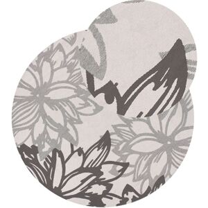 Beliani - Modern Indoor Outdoor Round Area Rug Floral Pattern 120 cm Grey Solapur