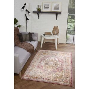 LORD OF RUGS Nova 9047A Traditional Vintage Classical Bordered Medallion Terracotta Rug Floor Mat Carpet X-Small 66 x 100 cm (2'5''x3'3'')