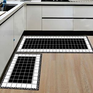 Linghhang - 2 Pack Kitchen Rugs Non Slip Absorbent Floor Mat in Front of Sink Washable 40x60, 40x120 cm