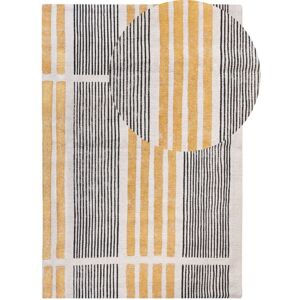 Beliani - Rectangular Boho Area Rug Cotton Striped Pattern 200 x 300 cm Yellow with Black Katra