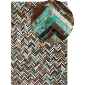 Beliani - Modern Cowhide Area Rug Leather Brown Chevron 160 x 230 cm Amasya