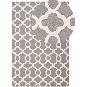 Beliani - Modern Hand-Tufted Wool Area Rug Grey Quatrefoil Pattern 160 x 230 cm Zile