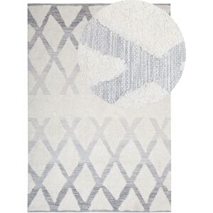 Beliani - Modern Area Rug Cotton Shaggy Diamond Pattern 140 x 200 Beige Grey Pendik