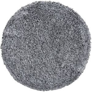 Beliani - Modern Living Room Round Area Rug Shaggy High-Pile 140 cm Black and White Cide
