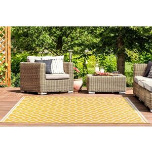 Lord Of Rugs - Terrace Diamond Modern Geometric Flatweave Outdoor Rug in Gold 80 x 150 cm (2'6'x5'0')