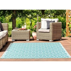 Lord Of Rugs - Terrace Diamond Modern Geometric Flatweave Outdoor Rug in Teal 80 x 150 cm (2'6'x5'0')