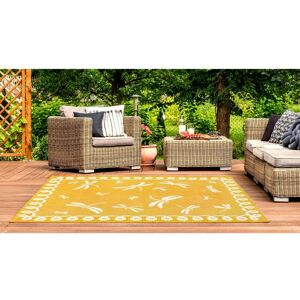 Lord Of Rugs - Terrace Dragonfly Flatweave Outdoor Indoor Bordered Gold Rug in 60 x 120 cm (2x4')