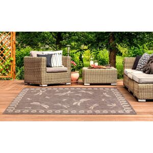 Lord Of Rugs - Terrace Dragonfly Flatweave Outdoor Indoor Bordered Natural/Taupe Rug in 80 x 150 cm (2'6''x5'0'')