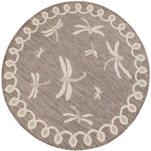Lord Of Rugs - Terrace Dragonfly Flatweave Outdoor Indoor Bordered Natural/Taupe Circle Rug in 160 x 160 cm (5'3''x5'3'') Round
