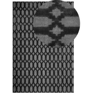 Beliani - Modern Living Room Area Rug Low Pile 140 x 200 cm Viscose Cotton Dark Grey Cizre
