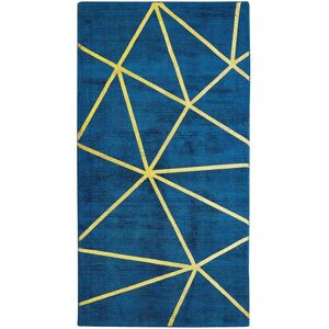 Beliani - Modern Area Rug Viscose Gold Geometric Pattern 80 x 150 cm Blue Havza