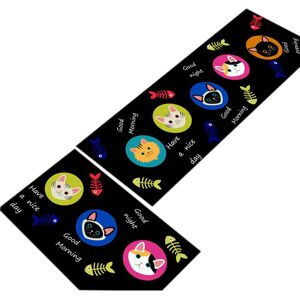 TLILY 2 Pcs Cat Pattern Mats Bath Carpet Floor Mat Home Entrance Doormat Absorbent Bedroom Living Room Kitchen Rugs B TLILY 2 Pcs Cat Pattern Mats Bath Carpet Floor Mat Home Entrance Doormat Absorbent Bedroom Living Room Kitchen Rugs B