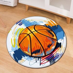 TORMATOR 3D Printed Basketball Pattern Rug for Bedroom, Bathroom, Computer Chair, Non-Slip Floor Mat, Cushion Cover for Living Room Decoration - Blue TORMATOR 3D Printed Basketball Pattern Rug for Bedroom, Bathroom, Computer Chair, Non-Slip Floor Mat, Cushion Cover for Living Room Decoration - Blue