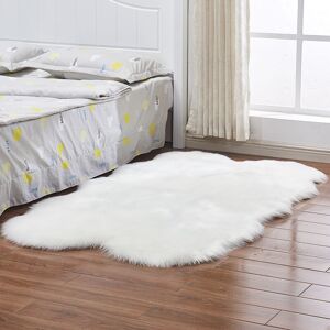 LIVINGANDHOME Soft Fluffy Fur Sheepskin Rug, White 180x110CM LIVINGANDHOME Soft Fluffy Fur Sheepskin Rug, White 180x110CM