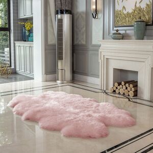 LIVINGANDHOME Soft Fluffy Fur Sheepskin Rug, Pink 180x110CM LIVINGANDHOME Soft Fluffy Fur Sheepskin Rug, Pink 180x110CM