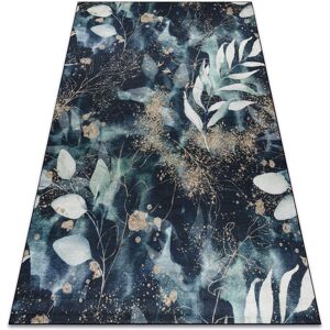 Rugsx - andre 1336 washing carpet Leaves anti-slip - black / turquoise green 160x220 cm Rugsx - andre 1336 washing carpet Leaves anti-slip - black / turquoise green 160x220 cm