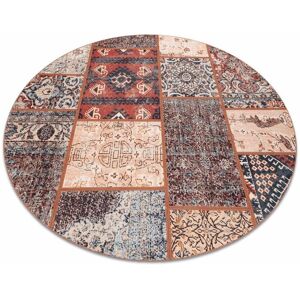 RUGSX ANTIKA ancient rust carpet circle, modern patchwork, Greek washable - terracotta orange round 200 cm RUGSX ANTIKA ancient rust carpet circle, modern patchwork, Greek washable - terracotta orange round 200 cm