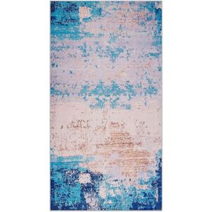 Beliani Blue Polyester Area Rug - Abstract Pattern, Non-Slip - 80x150cm Beliani Blue Polyester Area Rug - Abstract Pattern, Non-Slip - 80x150cm