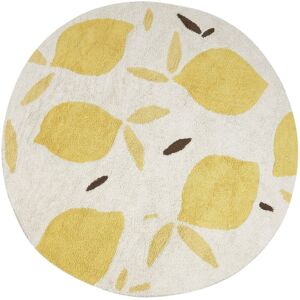 Beliani Round Cotton Area Rug - Light Beige & Yellow - Boho Style Beliani Round Cotton Area Rug - Light Beige & Yellow - Boho Style