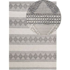 Beliani Light Beige Grey Wool Area Rug - 160x230 cm Beliani Light Beige Grey Wool Area Rug - 160x230 cm