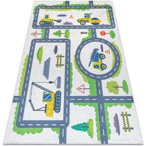 RUGSX BAMBINO 2338 washing carpet Excavator, streets for children anti-slip - white / green white 200x290 cm RUGSX BAMBINO 2338 washing carpet Excavator, streets for children anti-slip - white / green white 200x290 cm