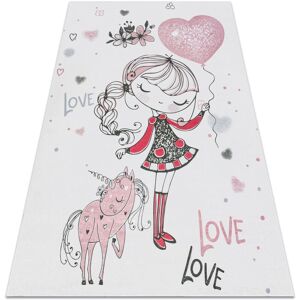 RUGSX BAMBINO 2644 washing carpet Little girl, unicorn for children anti-slip - white / pink pink 120x170 cm RUGSX BAMBINO 2644 washing carpet Little girl, unicorn for children anti-slip - white / pink pink 120x170 cm