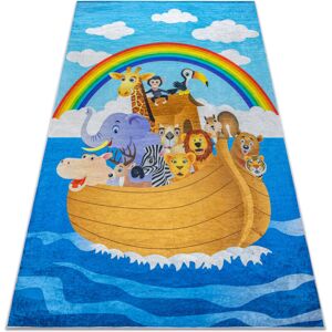 RUGSX BAMBINO 2685 washing carpet Animals, Boat for children anti-slip - blue / brown blue 160x220 cm RUGSX BAMBINO 2685 washing carpet Animals, Boat for children anti-slip - blue / brown blue 160x220 cm