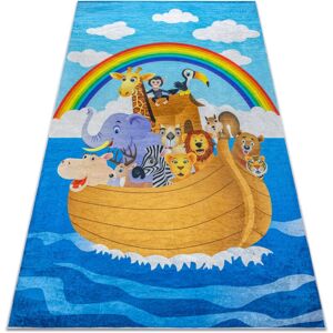 RUGSX BAMBINO 2685 washing carpet Animals, Boat for children anti-slip - blue / brown blue 200x290 cm RUGSX BAMBINO 2685 washing carpet Animals, Boat for children anti-slip - blue / brown blue 200x290 cm
