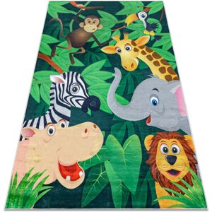 RUGSX BAMBINO 2705 washing carpet Animals, Africa for children anti-slip - green / brown green 120x170 cm RUGSX BAMBINO 2705 washing carpet Animals, Africa for children anti-slip - green / brown green 120x170 cm