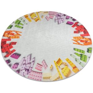 RugsX BAMBINO 38480 round washing carpet - grey / yellow circle 100 cm RugsX BAMBINO 38480 round washing carpet - grey / yellow circle 100 cm