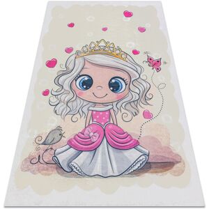 RUGSX BAMBINO 43020 washing carpet Princess, stars for children anti-slip - cream / pink beige 140x200 cm RUGSX BAMBINO 43020 washing carpet Princess, stars for children anti-slip - cream / pink beige 140x200 cm