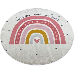 RUGSX BAMBINO 47810 round washing carpet Rainbow, dots for children anti-slip - white / pink multicolour round 160 cm RUGSX BAMBINO 47810 round washing carpet Rainbow, dots for children anti-slip - white / pink multicolour round 160 cm