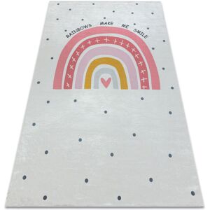 RUGSX BAMBINO 47810 washing carpet Rainbow, dots for children anti-slip - white / pink white 140x200 cm RUGSX BAMBINO 47810 washing carpet Rainbow, dots for children anti-slip - white / pink white 140x200 cm