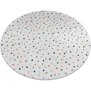 RUGSX BAMBINO 47890 round washing carpet Dots for children anti-slip - white / brown multicolour round 160 cm RUGSX BAMBINO 47890 round washing carpet Dots for children anti-slip - white / brown multicolour round 160 cm