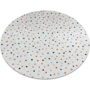 RUGSX BAMBINO 47890 round washing carpet Dots for children anti-slip - white / brown multicolour round 80 cm RUGSX BAMBINO 47890 round washing carpet Dots for children anti-slip - white / brown multicolour round 80 cm