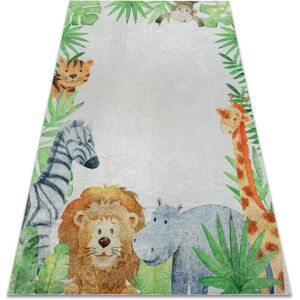 RUGSX BAMBINO 54090 washing carpet Animals, Africa for children anti-slip - white / green multicolour 200x290 cm RUGSX BAMBINO 54090 washing carpet Animals, Africa for children anti-slip - white / green multicolour 200x290 cm