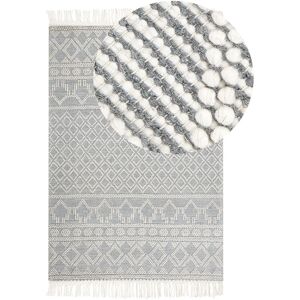 Beliani Wool Area Rug with Geometric Pattern - 160x230 cm - Beige and Grey - Modern Boho Style Beliani Wool Area Rug with Geometric Pattern - 160x230 cm - Beige and Grey - Modern Boho Style