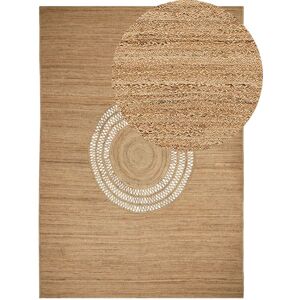 Beliani Beige Jute Area Rug - Handmade, 160x230cm, Boho Style Beliani Beige Jute Area Rug - Handmade, 160x230cm, Boho Style