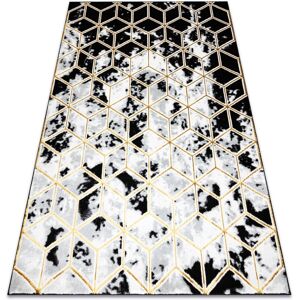 RugsX Carpet ALLURE 1966 Cube 3D - Geometric, textured, black/gold - Carpet RugsX Carpet ALLURE 1966 Cube 3D - Geometric, textured, black/gold - Carpet