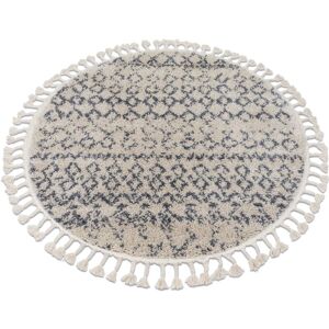 BERBER AGADIR G0522 Circular Rug - Shaggy, Moroccan, Cream/Gray - 120cm BERBER AGADIR G0522 Circular Rug - Shaggy, Moroccan, Cream/Gray - 120cm