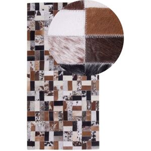 Beliani Cowhide Leather Area Rug - 80x150 cm - Rectangular Patchwork Beliani Cowhide Leather Area Rug - 80x150 cm - Rectangular Patchwork