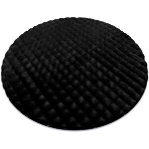 RUGSX Carpet BUBBLE circle black 25 IMITATION OF RABBIT FUR 3D structural black round 100 cm RUGSX Carpet BUBBLE circle black 25 IMITATION OF RABBIT FUR 3D structural black round 100 cm