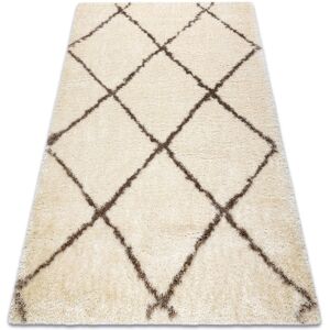 Rugsx - Carpet fluffy 2373 shaggy trellis - cream / beige beige 80x150 cm Rugsx - Carpet fluffy 2373 shaggy trellis - cream / beige beige 80x150 cm
