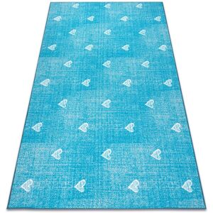 Rugsx - Carpet for kids hearts Jeans, vintage children's - turquoise blue 100x400 cm Rugsx - Carpet for kids hearts Jeans, vintage children's - turquoise blue 100x400 cm